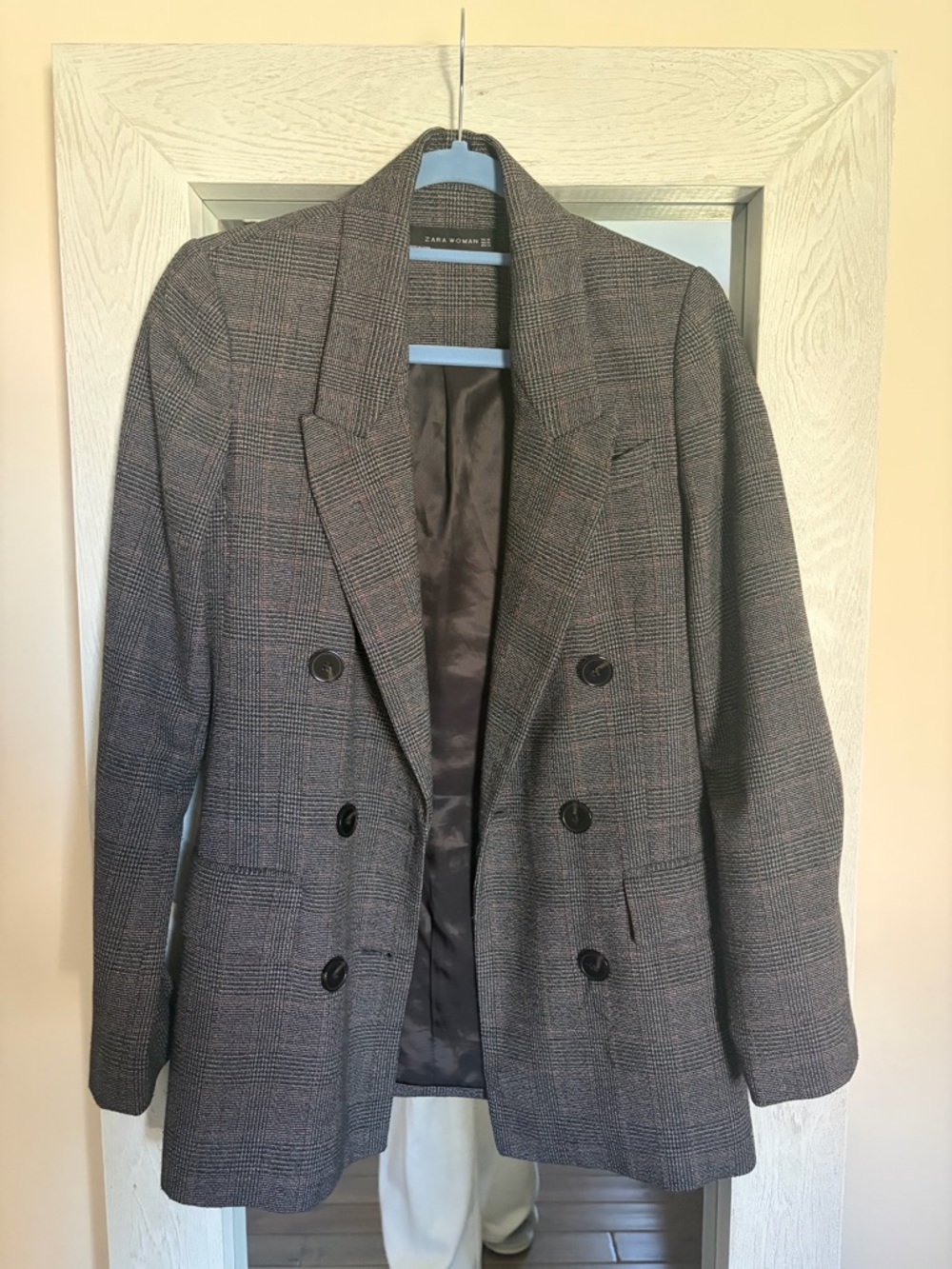 Zara Plaid Double-Breasted Blazer